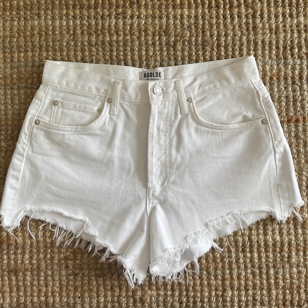 AGOLDE PARKER VINTAGE CUT OFF SHORT IN PLATINUM